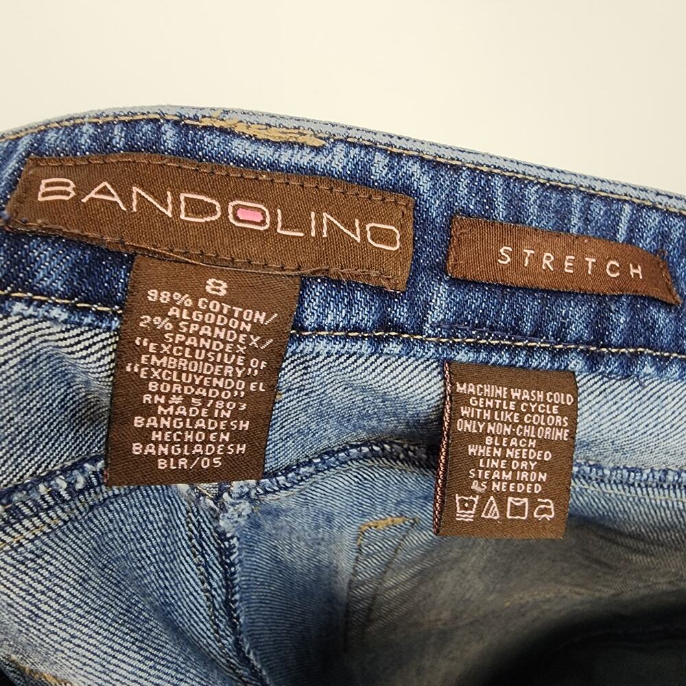 Bandolino Womens Floral Embroidered Jeans Size 8 30" Frayed Pockets Vintage Y2K - Picture 11 of 11